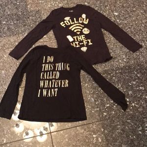 black and gold long sleeve shirt. size 10/12